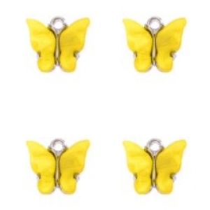 Bedel vlinder antiek zilver yellow, per stuk